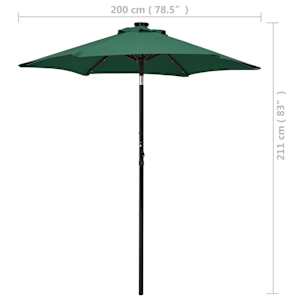 Zahradní slunečník s LED osvětlením zelený 200 x 211 cm hliník - obrázek 9
