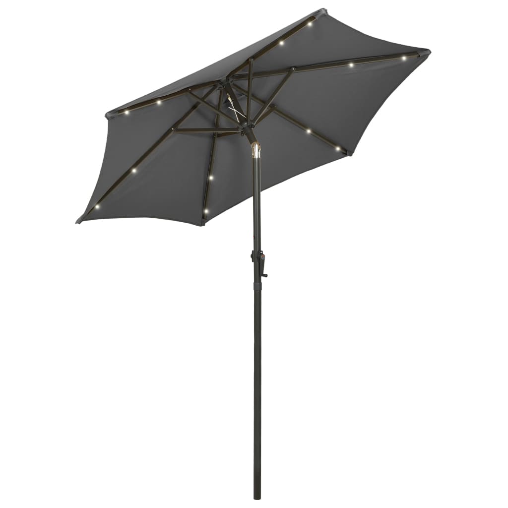 

vidaXL Parasol met LED-verlichting 200x211 cm aluminium antracietkleurig