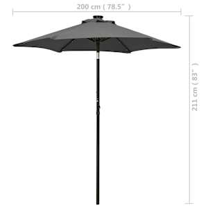 Zahradní slunečník s LED osvětlením antracit 200x211 cm hliník - obrázek 9