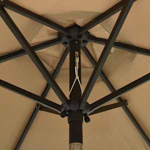 Zahradní slunečník s LED osvětlením taupe 200 x 211 cm hliník - obrázek 5