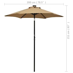 Zahradní slunečník s LED osvětlením taupe 200 x 211 cm hliník - obrázek 9