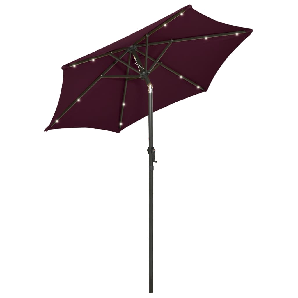 

vidaXL Parasol met LED-verlichting 200x211 cm aluminium bordeauxrood