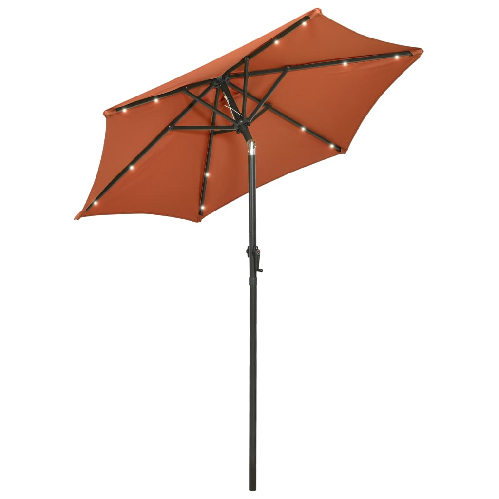 

vidaXL Parasol met LED-verlichting 200x211 cm aluminium terracottakleurig