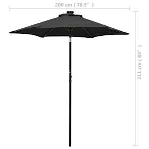 Zahradní slunečník s LED osvětlením černý 200 x 211 cm hliník - obrázek 9