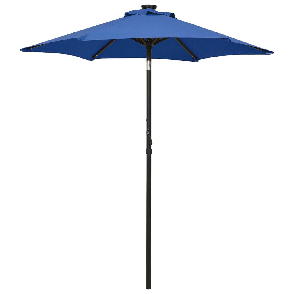 7: vidaXL parasol med LED-lys 200x211 cm aluminium azurblå