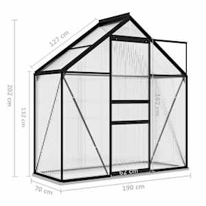 Skleník antracitový hliníkový 1,33 m² - obrázek 9