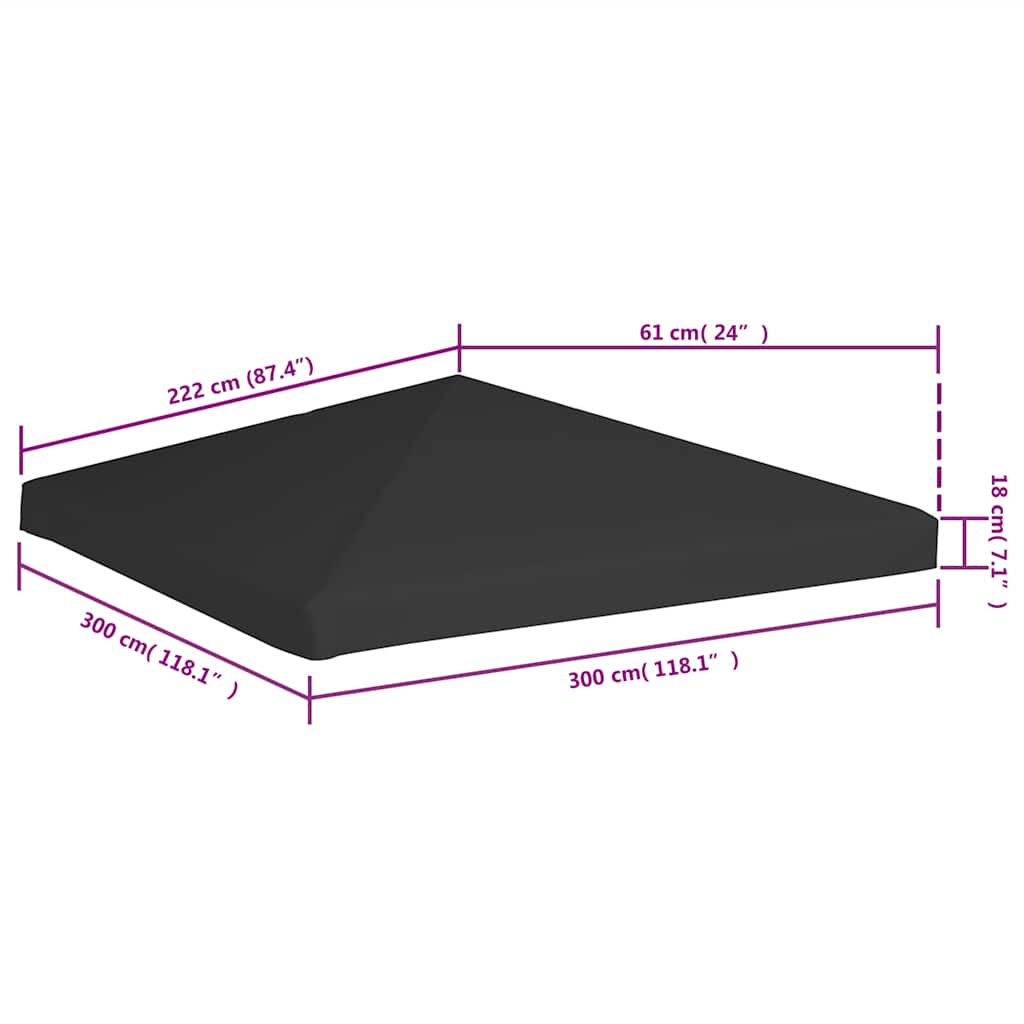 Copertura Superiore Per Gazebo 270 G/m² 3x3 M Nera VidaXL 15 width=274