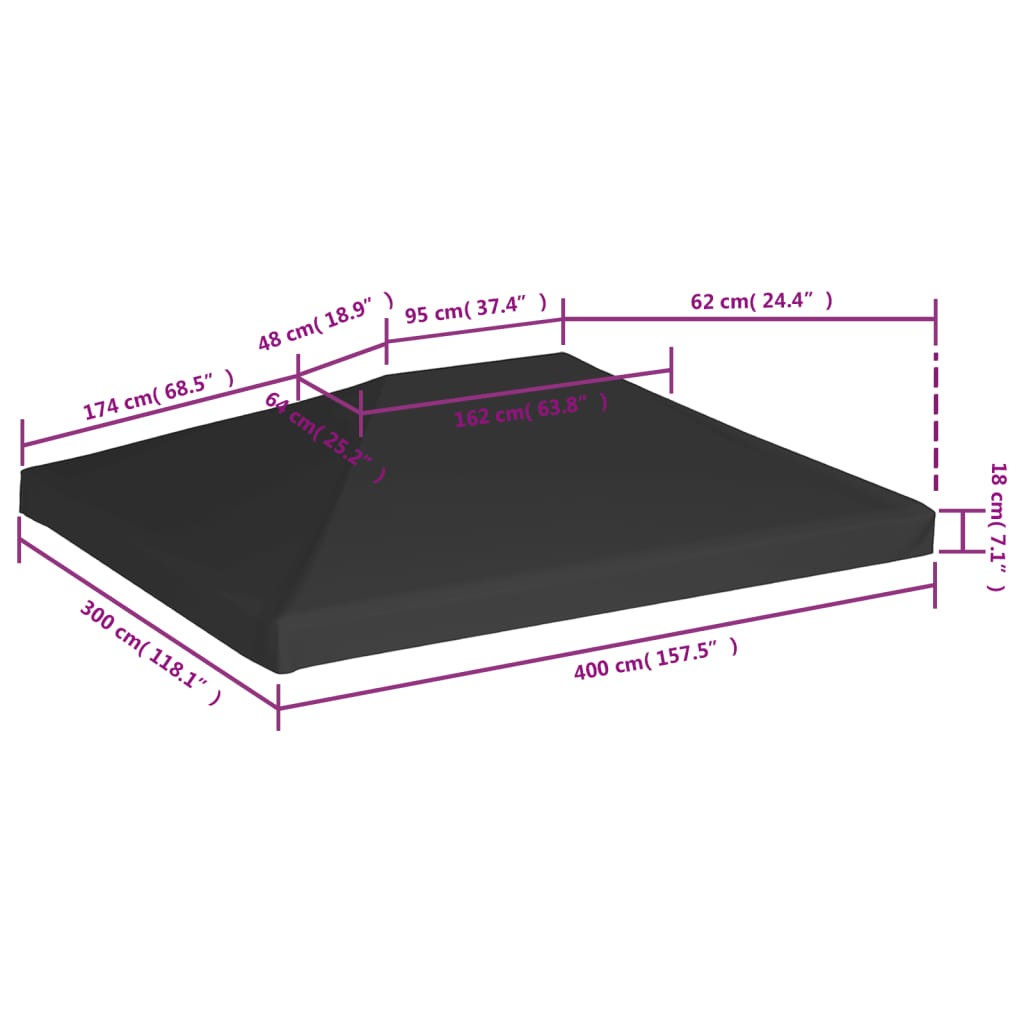 Prieeldak 270 g/m² 4x3 m zwart