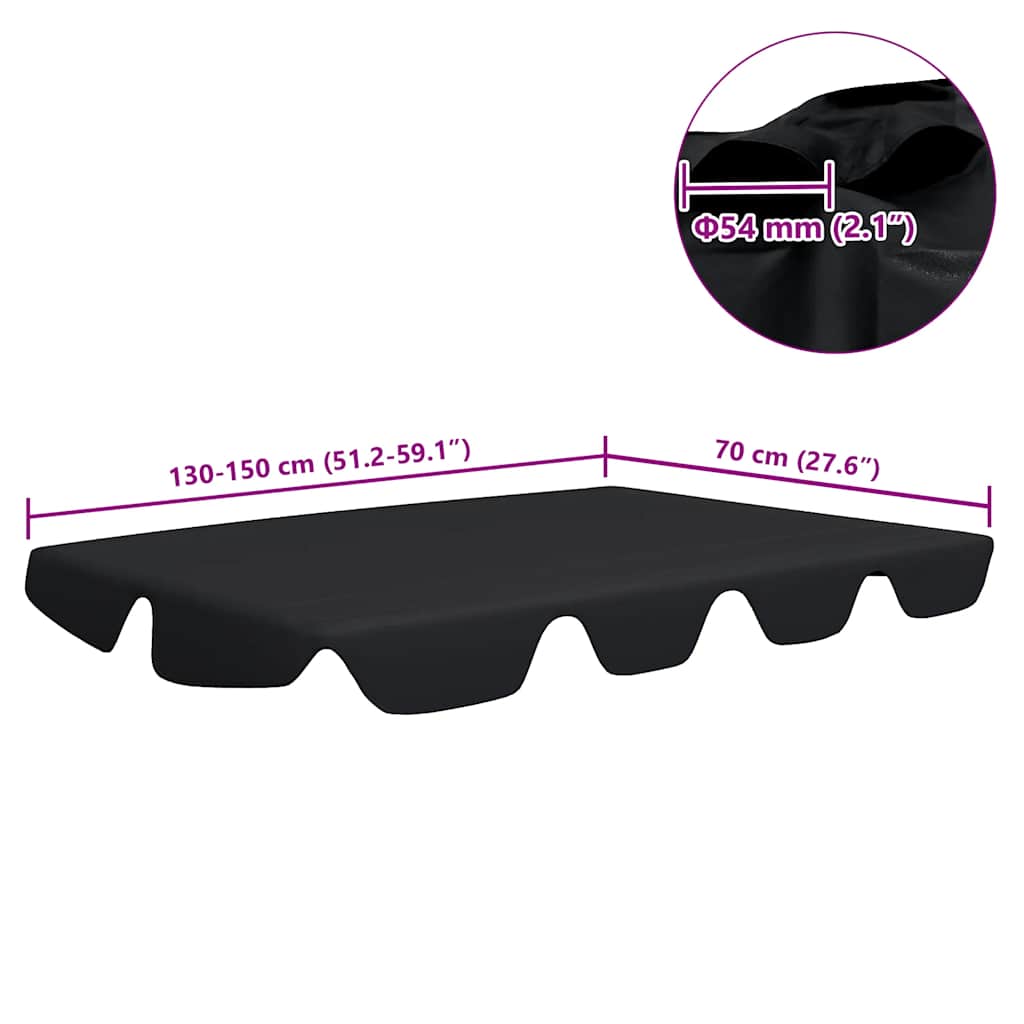 Replacement Canopy For Garden Swing Black 150/130x70/105 Cm VidaXL 17 width=274