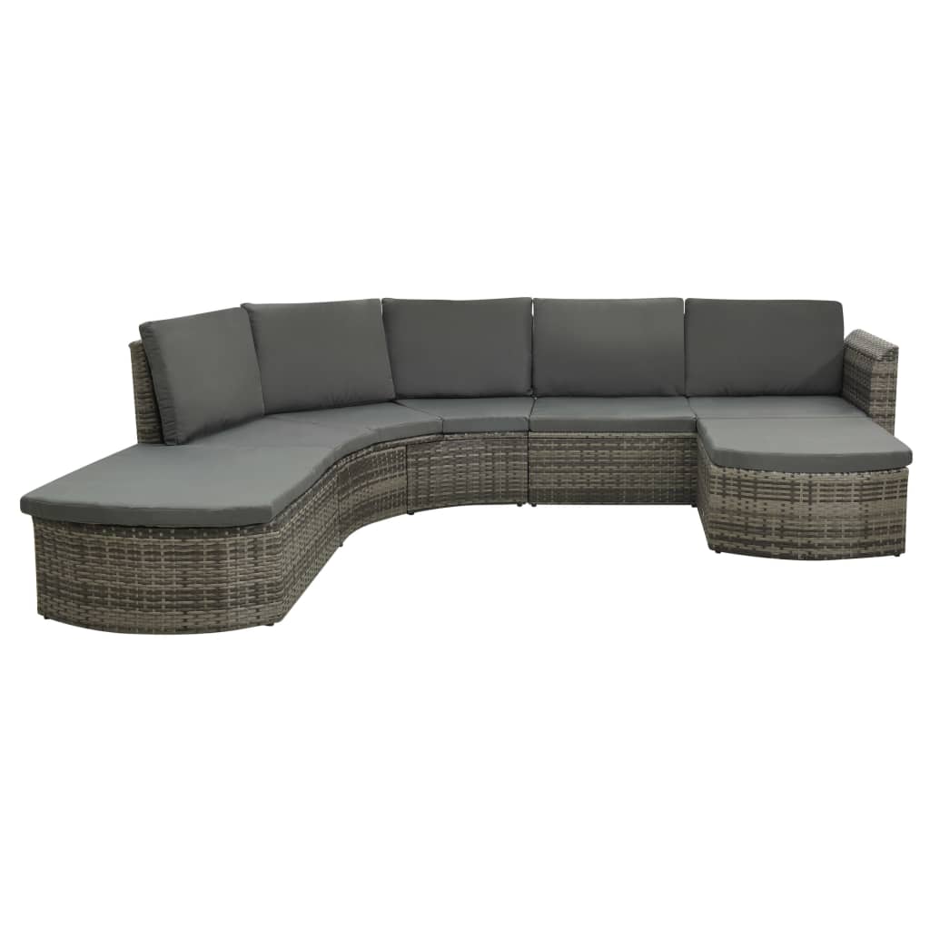 

vidaXL 4-delige Loungeset met kussens poly rattan grijs