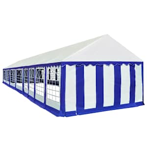 vidaXL Sodo palapinė, mėlyna ir balta, 6x16m, PVC (310016+310017)
