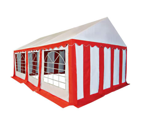 vidaXL Sodo palapinė, raudona ir balta, 4x6m, PVC (310010+310018)
