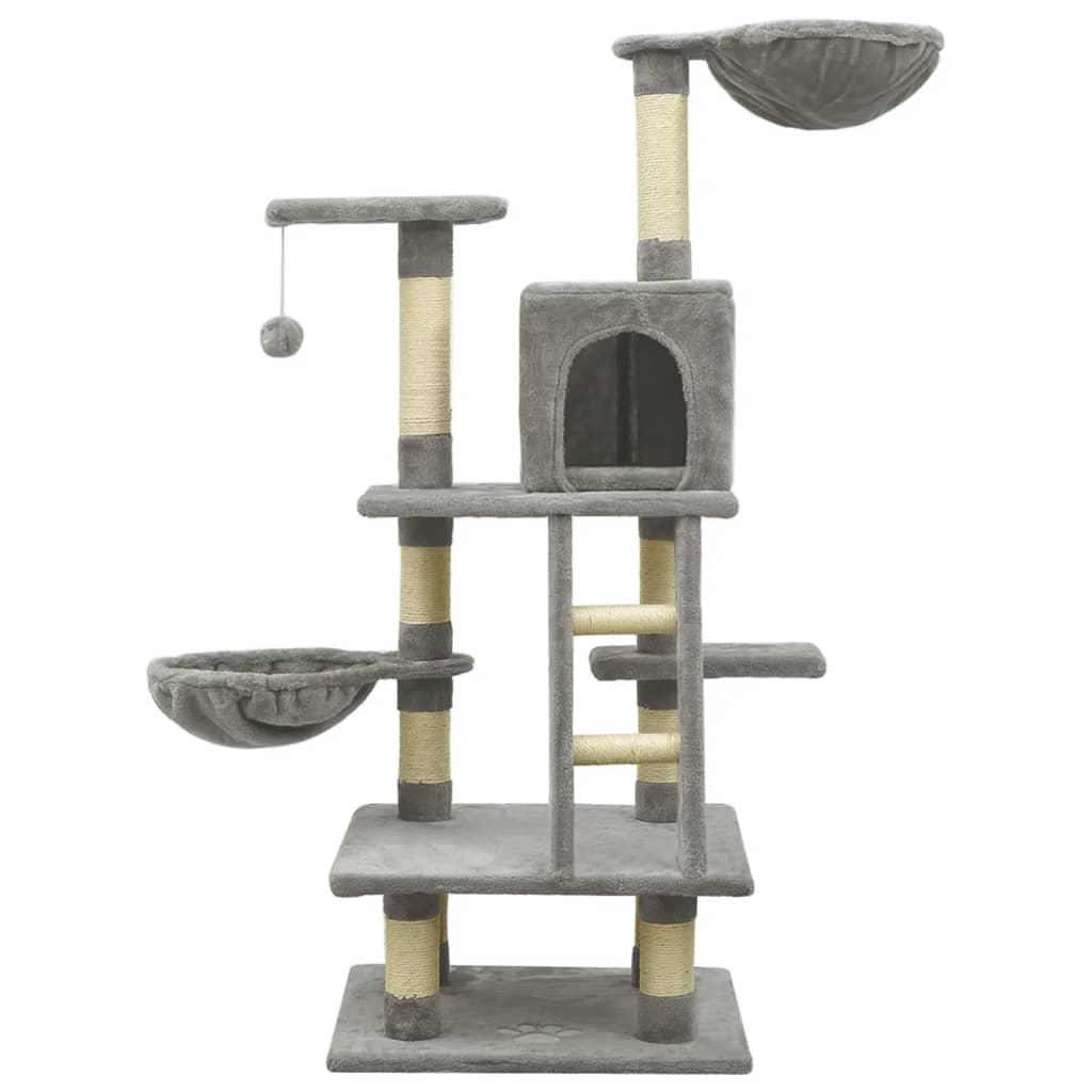Penjalica za mačke sa stupovima za grebanje siva 122 cm