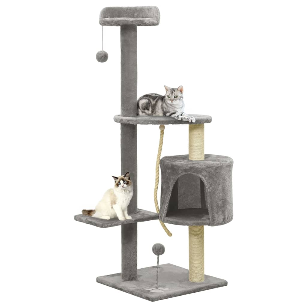 vidaXL Ansamblu pisici cu stâlpi din funie de sisal, gri, 120 cm vidaXL