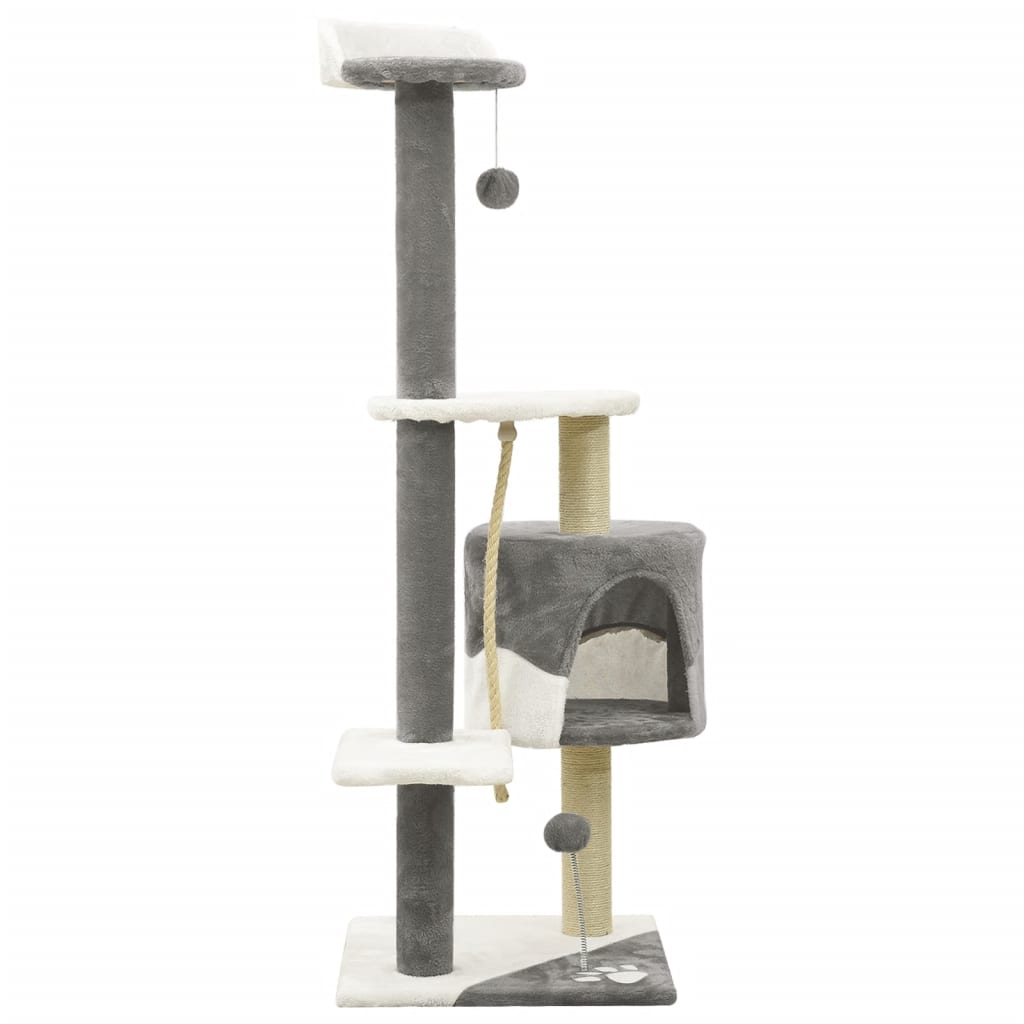 vidaXL Árbol rascador para gatos postes de sisal gris y blanco 120 cm