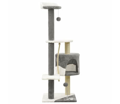 vidaXL Árbol rascador para gatos postes de sisal gris y blanco 120 cm