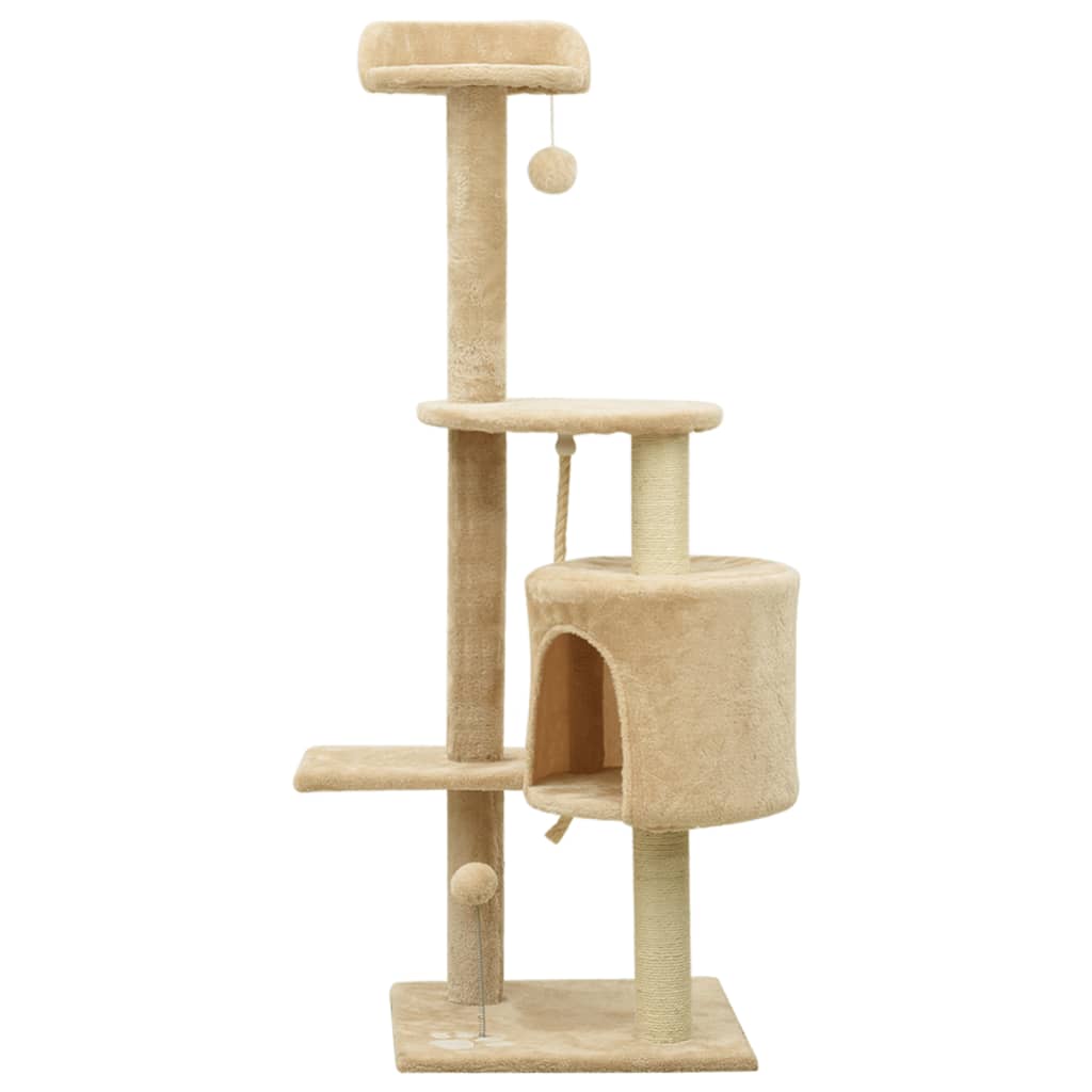 vidaXL Albero per Gatti con Pali Tiragraffi in Sisal Beige 120 cm