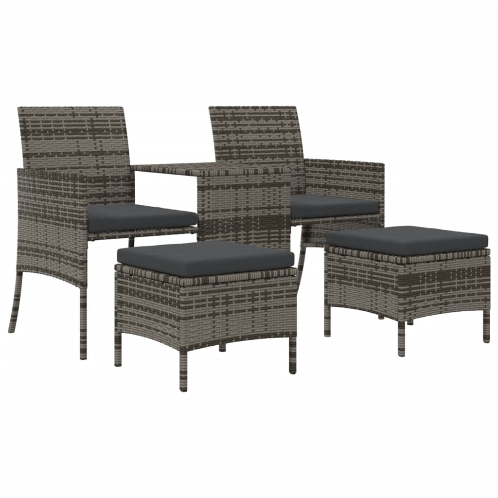Patio Sofa Set Grey PE rattan 2 Seater Removable Covers