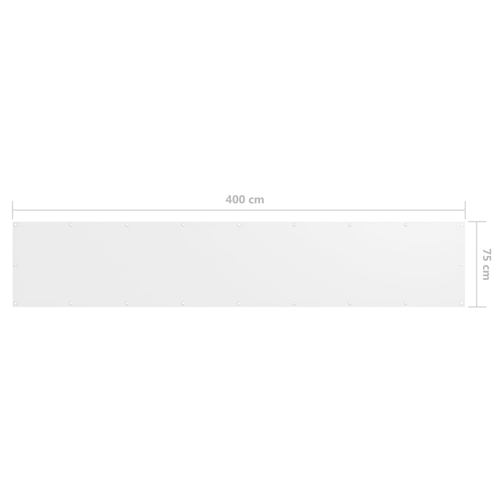 Fehér oxford-szövet erkélyparaván 75 x 400 cm 