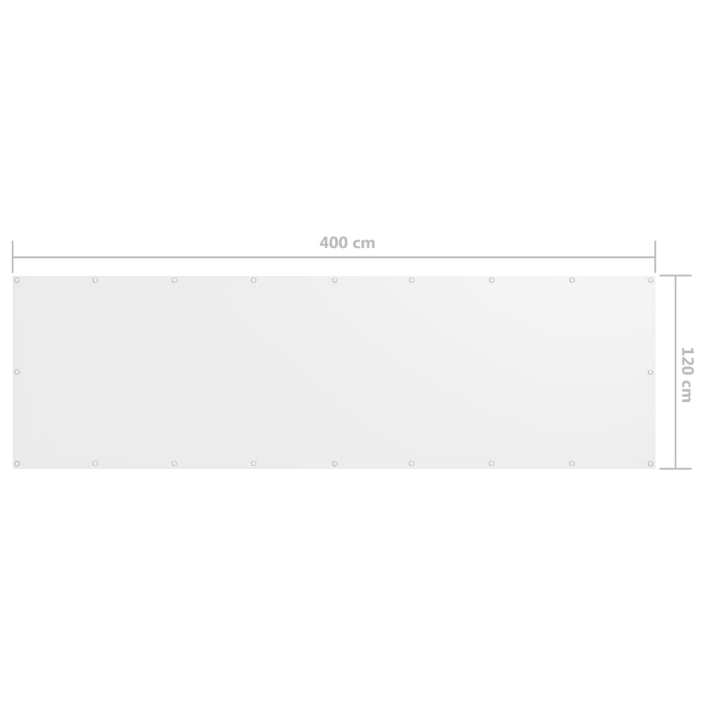  Balkónová markíza, biela 120x400 cm, oxfordská látka