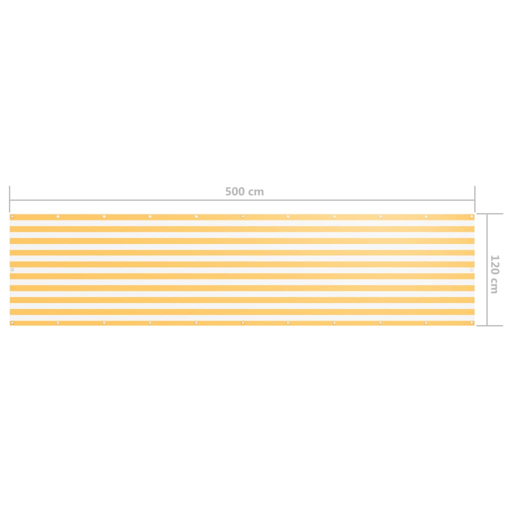  Balkónová markíza, biela a žltá 120x500 cm, oxfordská látka