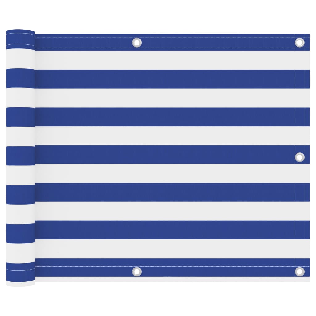 Balkon-Sichtschutz Weiß und Blau 75×300 cm Oxford-Gewebe