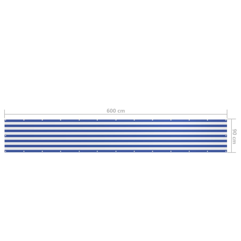  Balkónová markíza, biela a modrá 90x600 cm, oxfordská látka