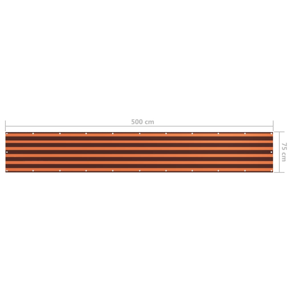  Balkónová markíza, oranžová a hnedá 75x500 cm, oxfordská látka