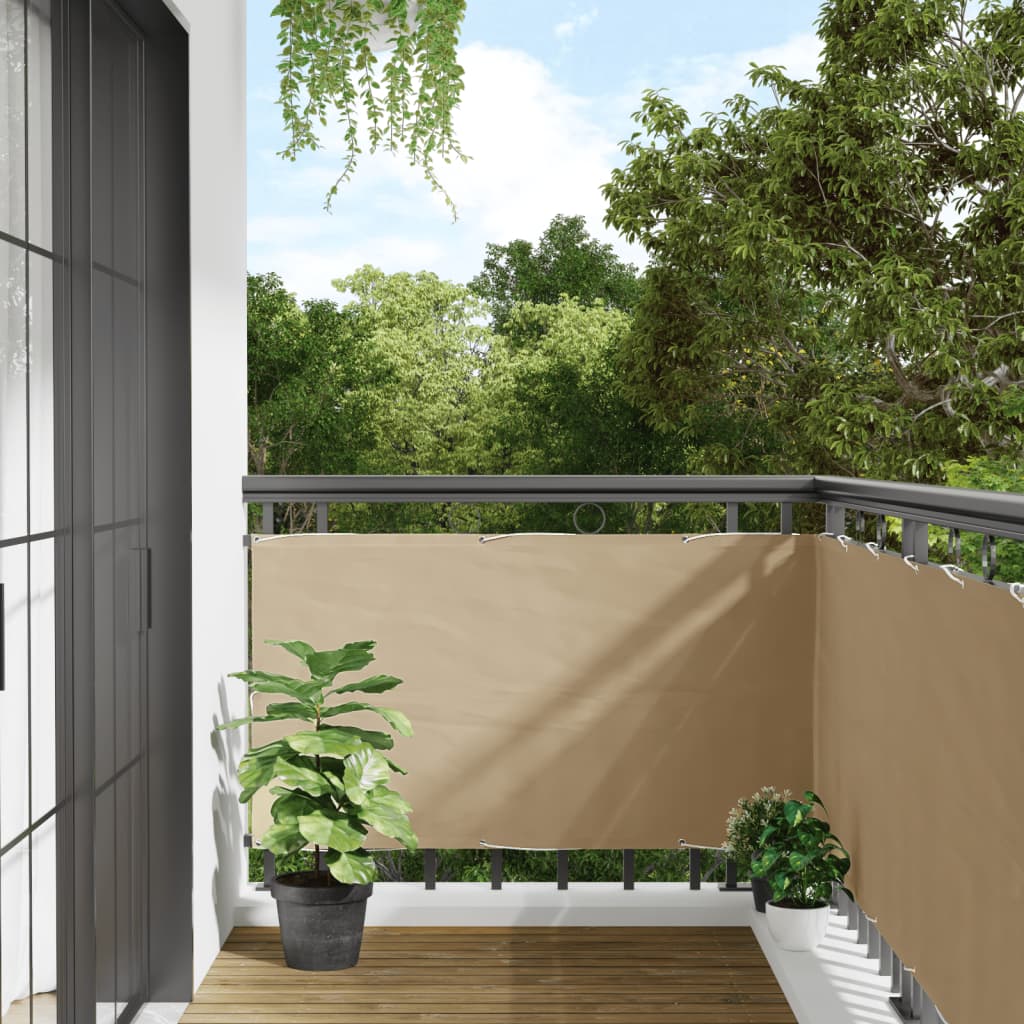 Balkon-Sichtschutz Beige 75×500 cm Oxford-Gewebe