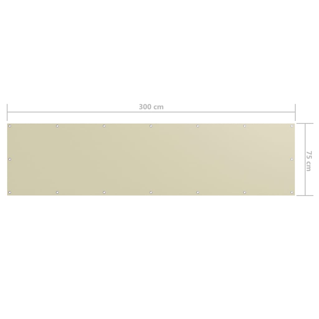 Balkon-Sichtschutz Creme 75x300 cm Oxford-Gewebe