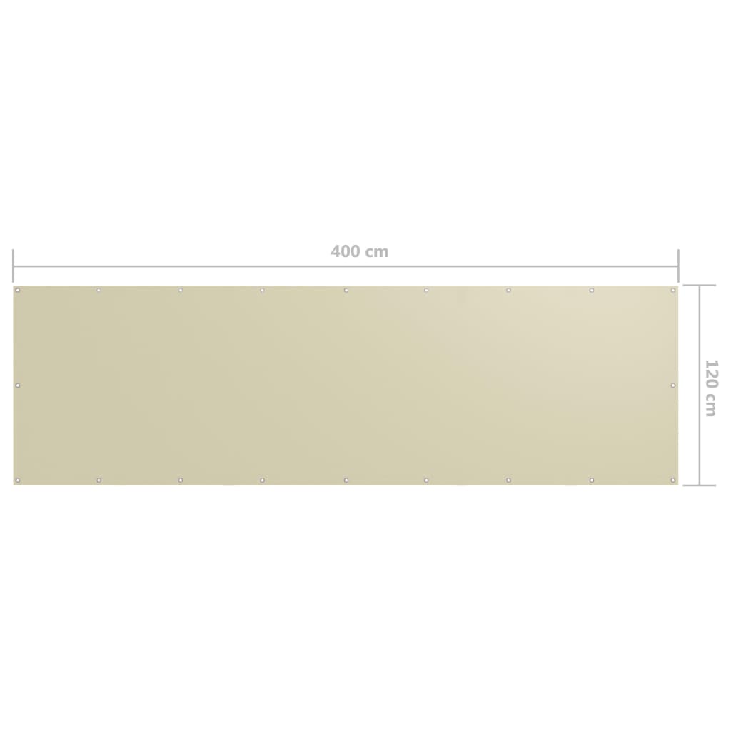  Balkónová markíza, krémová 120x400 cm, oxfordská látka