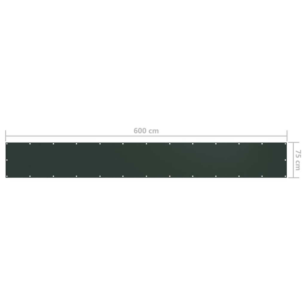 Sötétzöld oxford-szövet erkélyparaván 75 x 600 cm 