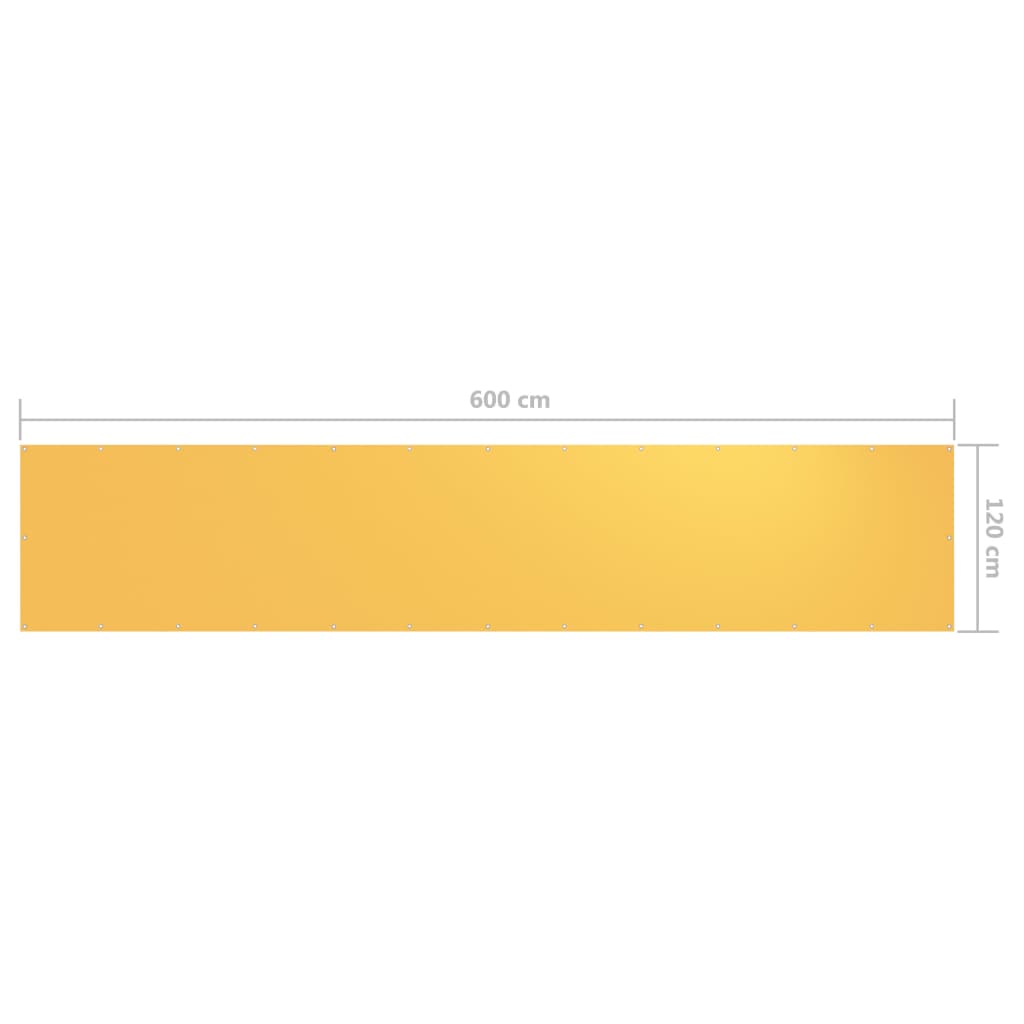 Balkonski zastor žuti 120 x 600 cm od tkanine Oxford
