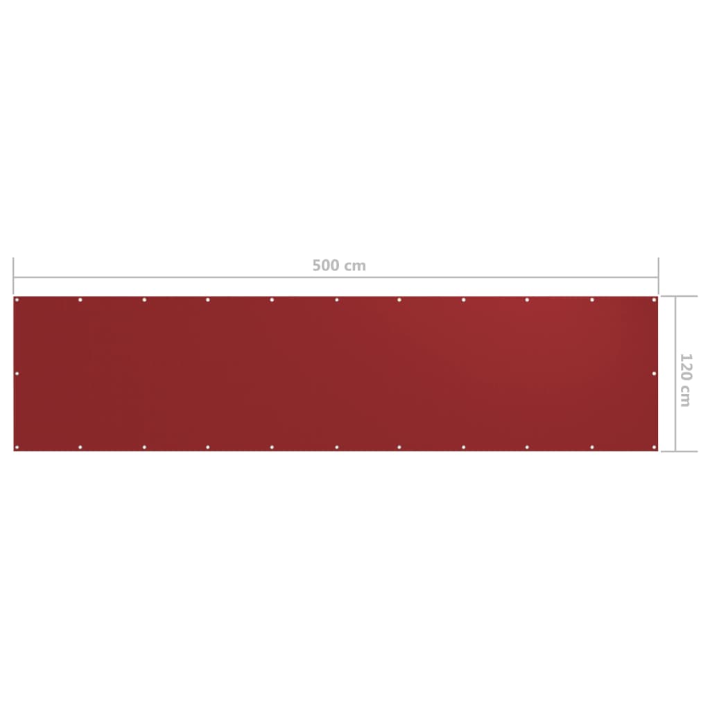  Balkónová markíza, červená 120x500 cm, oxfordská látka