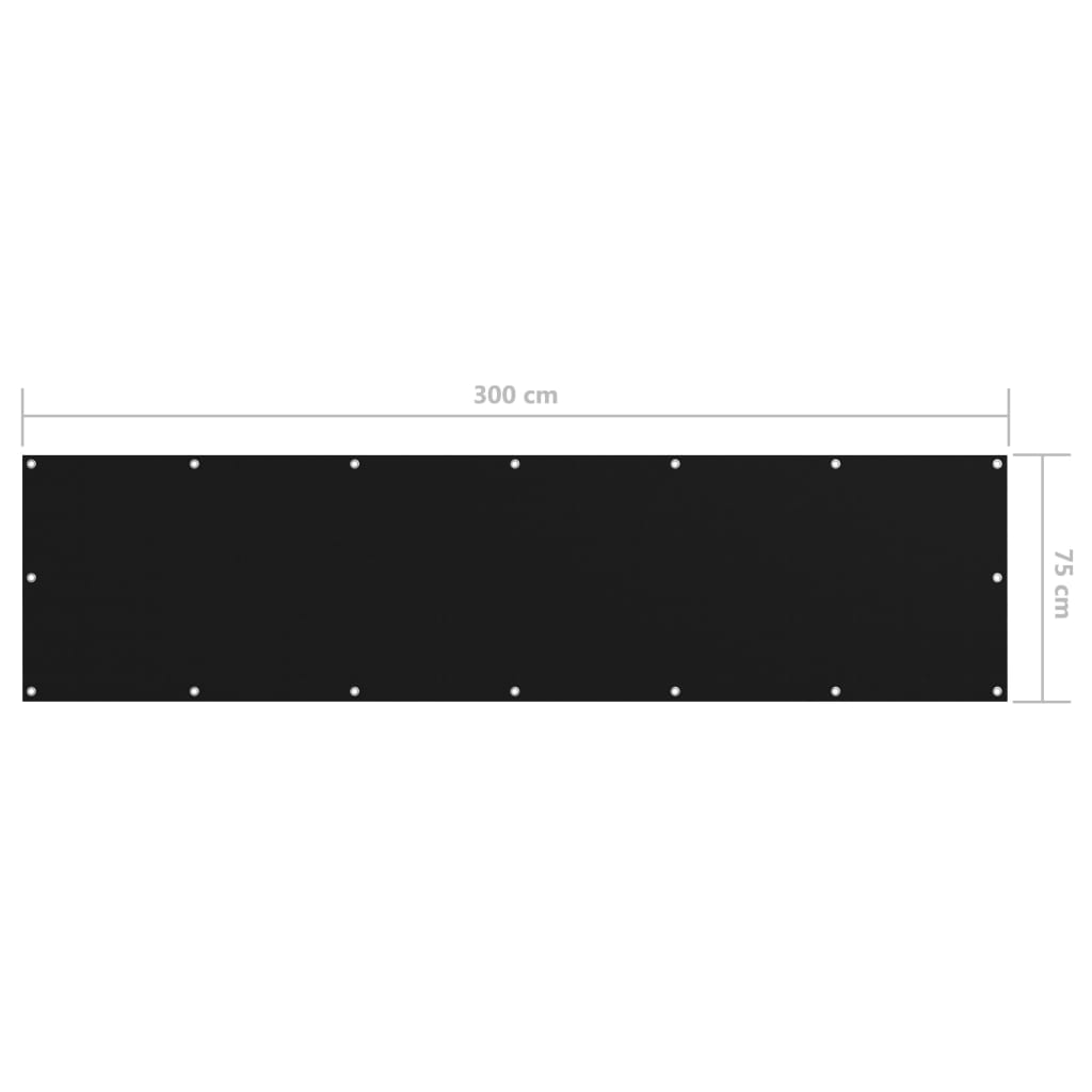  Balkónová markíza, čierna 75x300 cm, oxfordská látka
