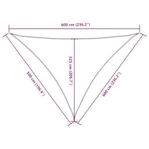 Senčno jadro oksford blago trikotno 5x6x6 m bež - slika 10