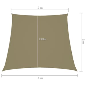 Stínicí plachta oxfordská látka lichoběžník 2/4 x 3 m béžová - obrázek 6