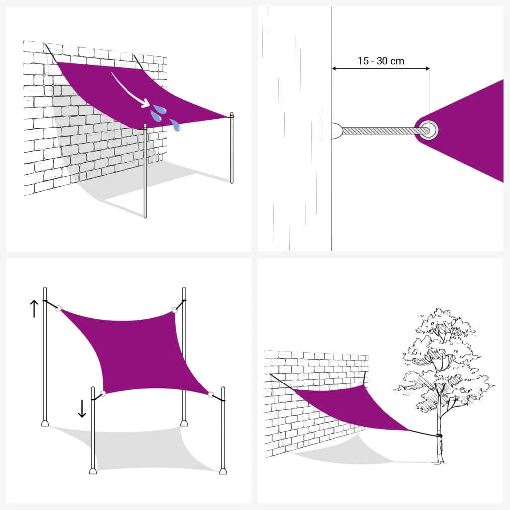 Stínící plachta oxfordská látka trojúhelníková 5x5x6 m krémová