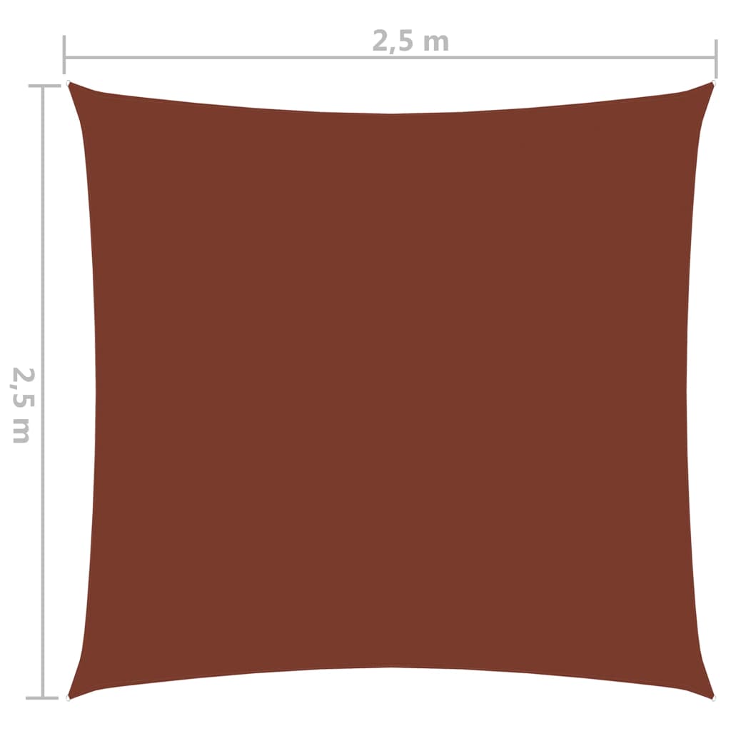  Tieniaca plachta oxfordská látka štvorcová 2,5x2,5 m tehlová