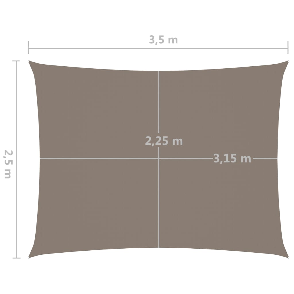 tópszínű téglalap alakú oxford-szövet napvitorla 2,5 x 3,5 m