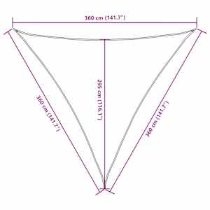 Stínící plachta oxfordská látka trojúhelník 3,6x3,6x3,6 m taupe - obrázek 10
