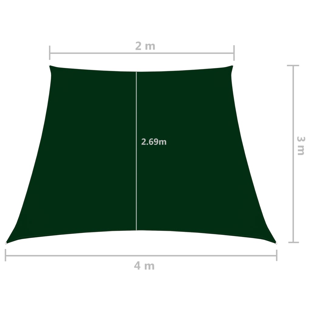 Zonnescherm trapezium 3/4x2 m oxford stof donkergroen