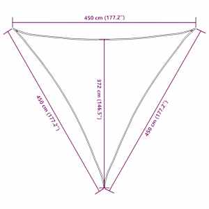 Stínící plachta oxfordská látka trojúhelník 4,5x4,5x4,5 m žlutá - obrázek 10