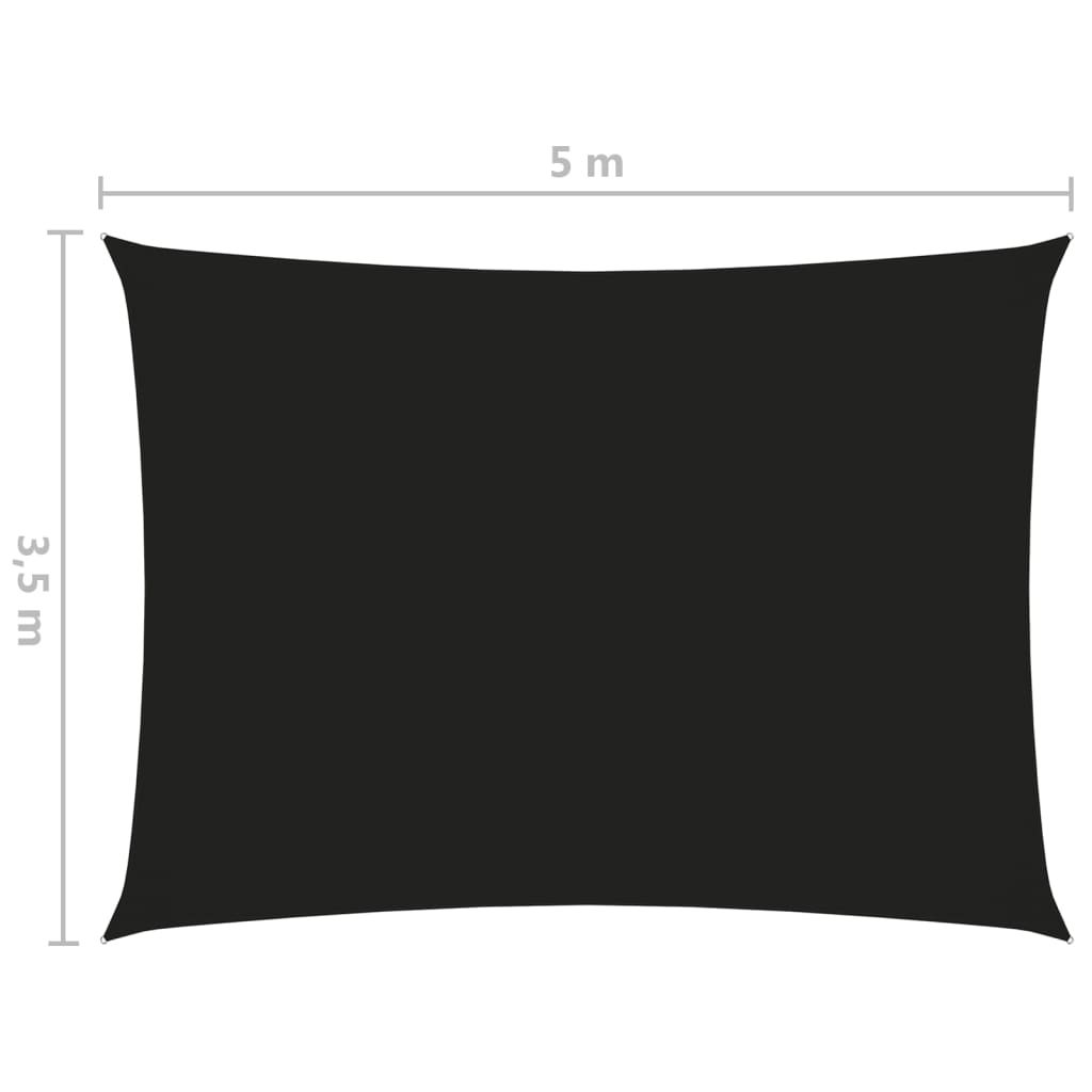 Fekete téglalap alakú oxford-szövet napvitorla 3,5 x 5 m 