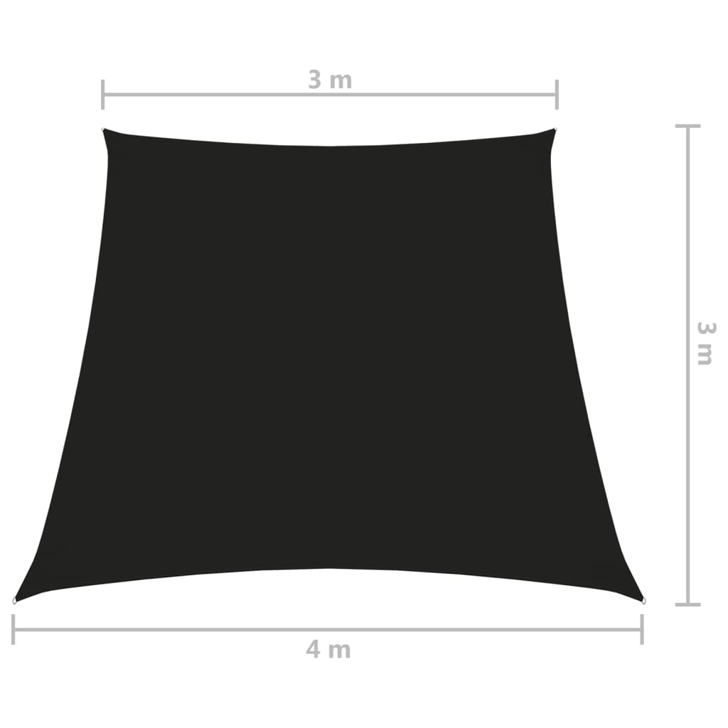 Jedro za zaštitu od sunca od tkanine trapezno 3/4 x 3 m crno