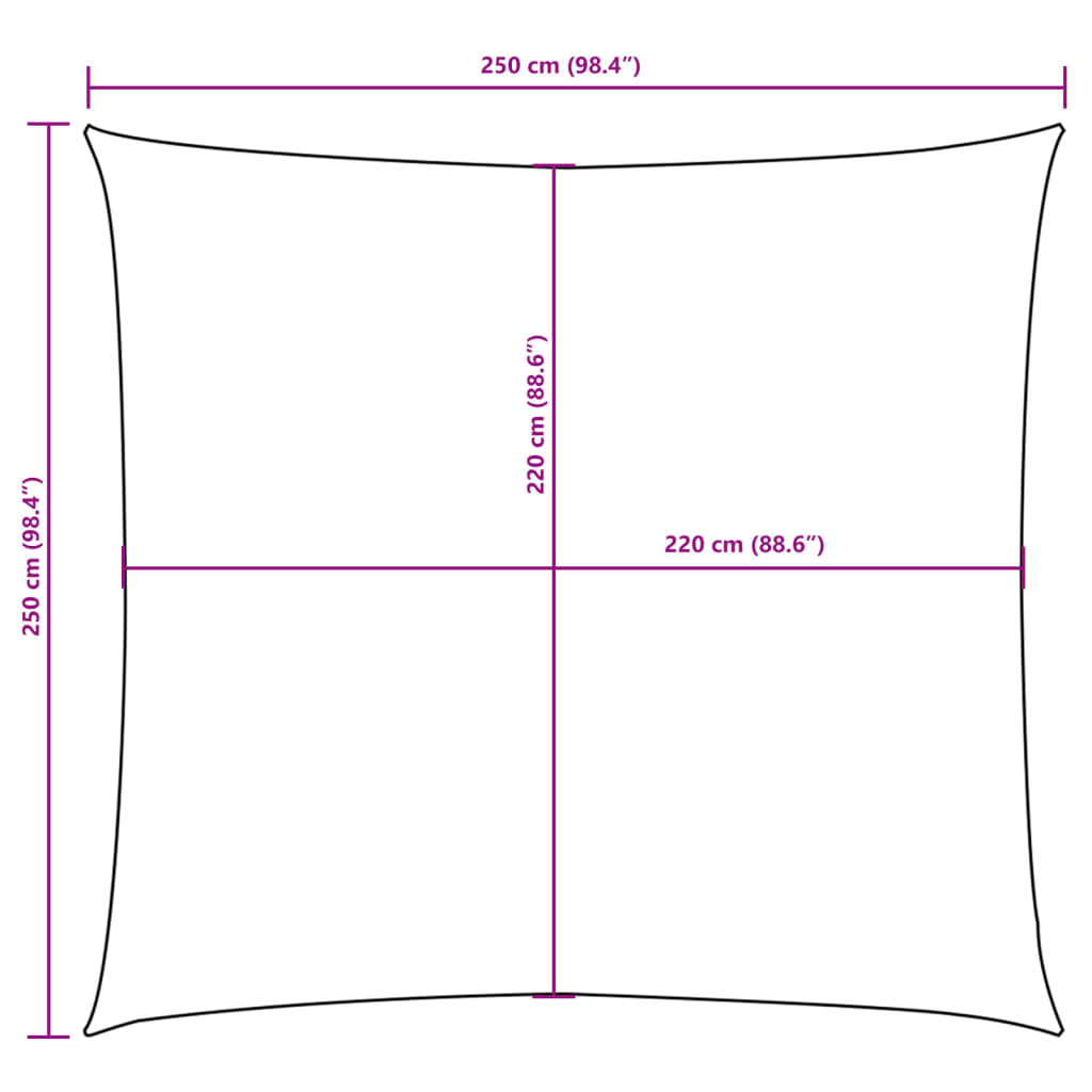 Barna négyzet alakú oxford-szövet napvitorla 2,5 x 2,5 m 