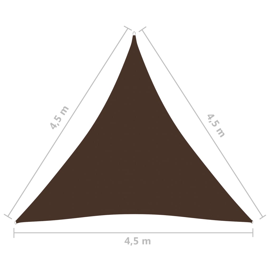  Tieniaca plachta oxfordská látka trojuholníková 4,5x4,5x4,5 m hnedá