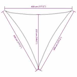 Stínící plachta oxfordská látka trojúhelník 4,5x4,5x4,5 m hnědá - obrázek 10