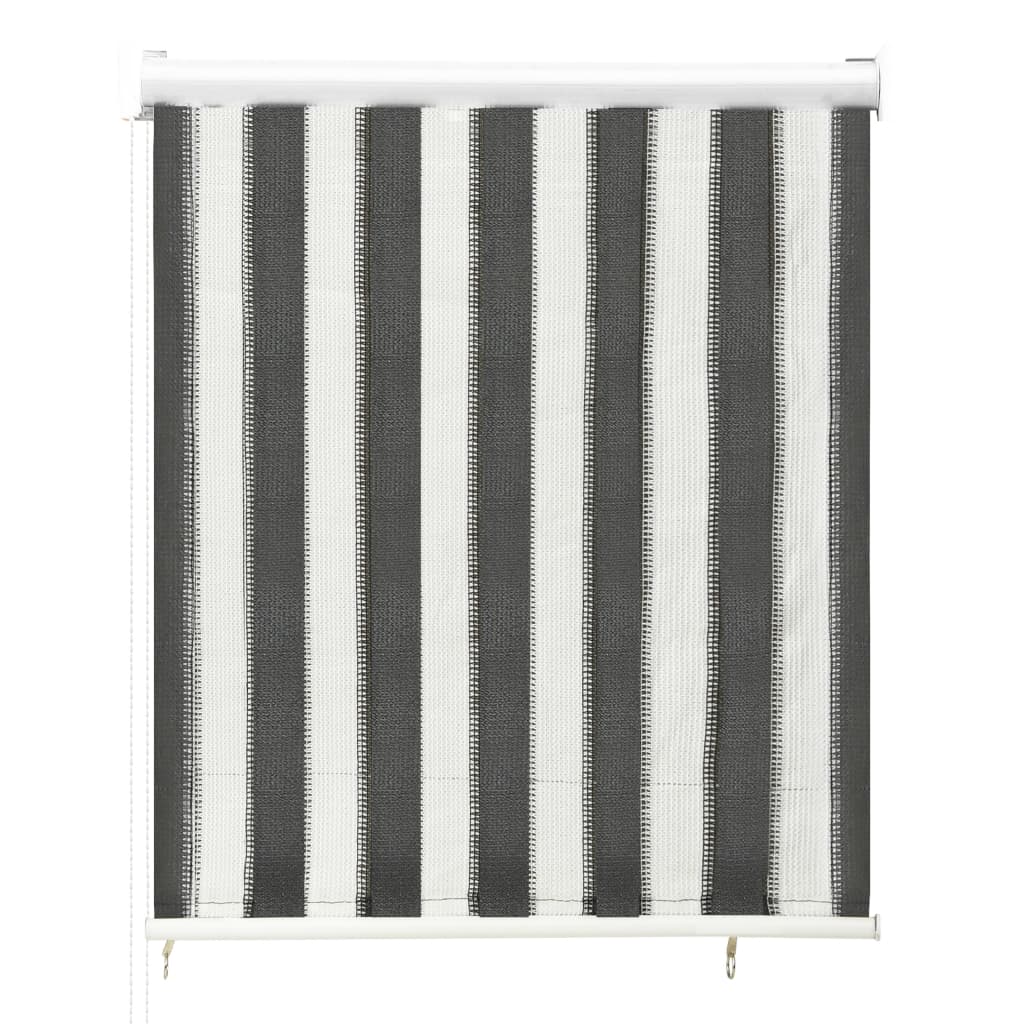 312680 vidaXL Outdoor Roller Blind 80x140 cm Anthracite and White Stripe