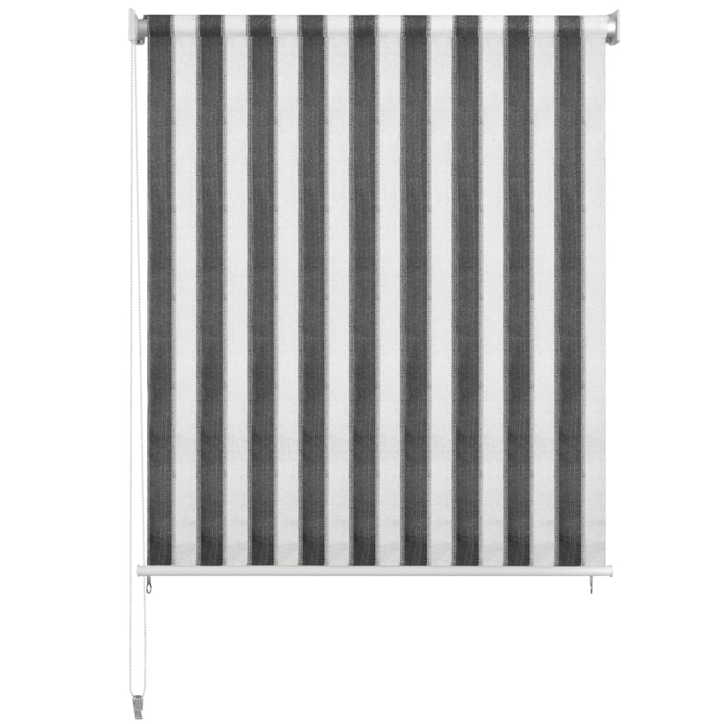 vidaXL Outdoor Roller Blind 120x140 cm Anthracite and White Stripe